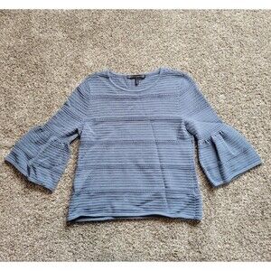 White House Black Market Sweater Womens Small Crewneck Flared Sleeve Ladies Blue